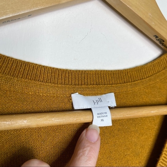 J. Jill Relaxed Fit Drop Shoulder Wool Blend Sweater Gold Melange XL - Picture 7 of 14